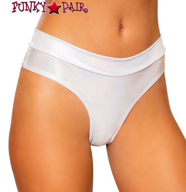 White HIGH RISE THONG RAVE SHORTS | Roma R-3737