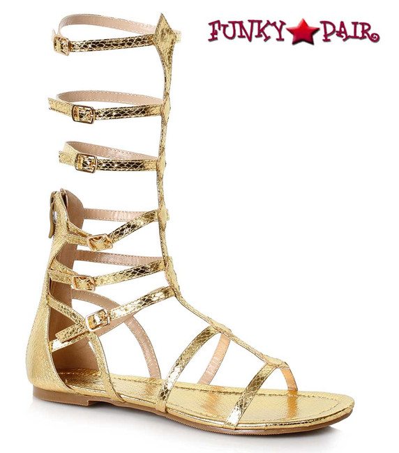 Women Flat Mid Calf Gladiator Gold Sandal Ellie Shoes 015-Zena