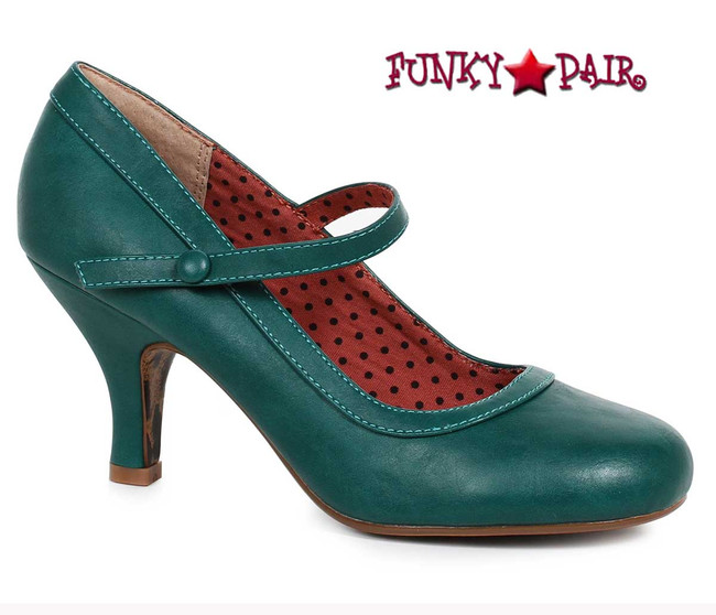 Bettie Page  BP320-Bettie Retro Mary jane Pump Color Green