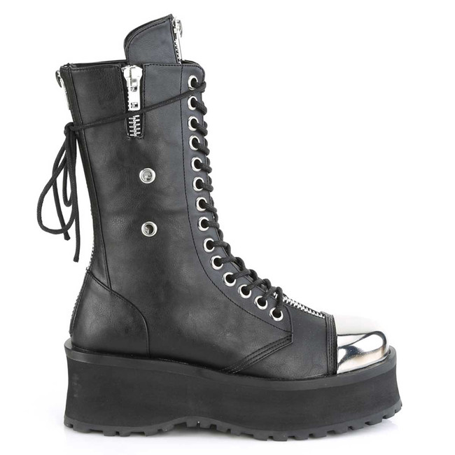 Demonia | Gravedigger-14, Men's Punk Mid-Calf Boots with Metal Toe Plate