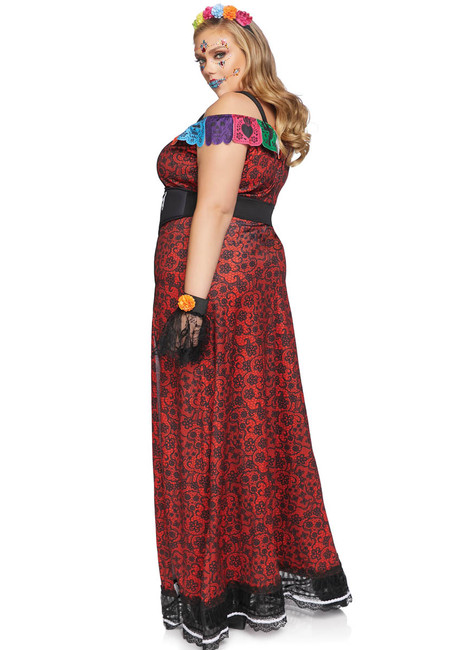 Leg Avenue LA-86871X, Plus Size | Deluxe Day of the Dead Costume Back View