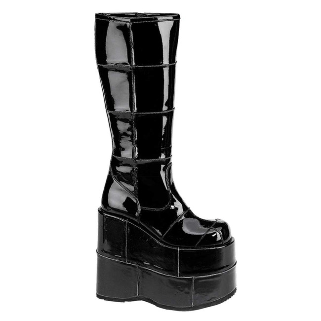 STACK-301 Men's 7" Black Platform Go Go Boots By Demonia