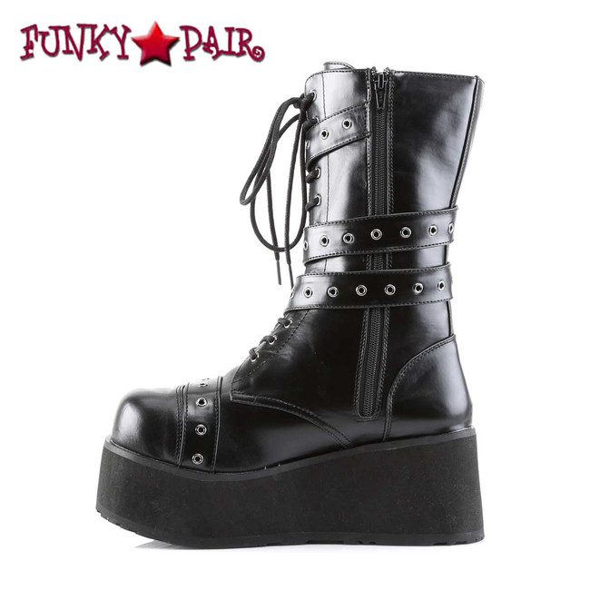 TRASHVILLE-205, Platform Goth Punk Calf Boot Side zipper view