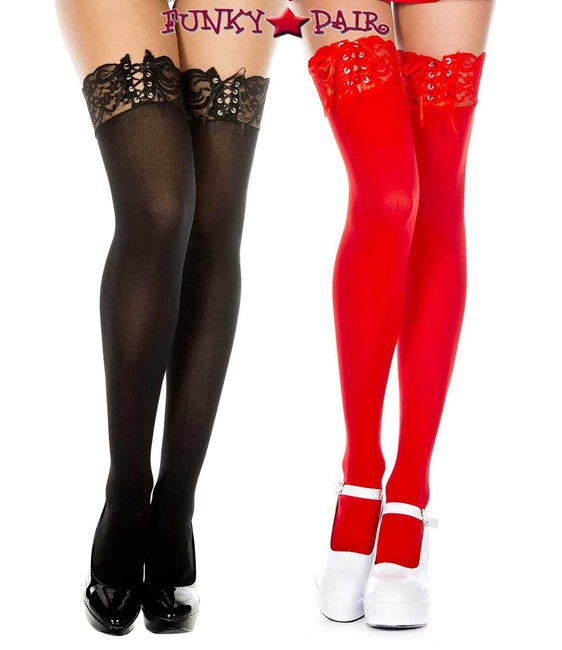 Music Legs | ML-4748, Adjustable Lace Band Stockings