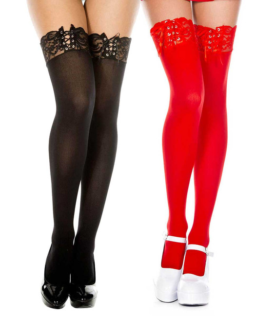 Adjustable Lace Band Stockings by Music Legs ML-4748