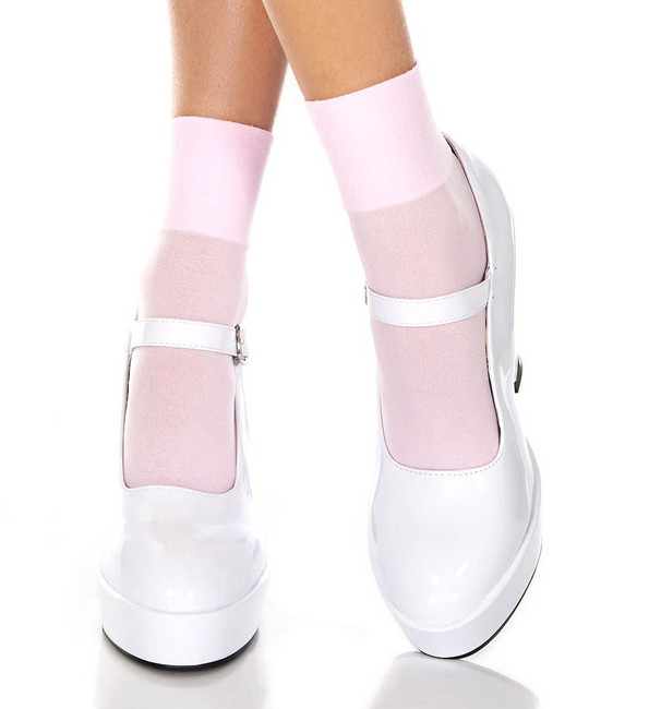 Baby Pink Opaque Ankle High by Music Legs ML-512