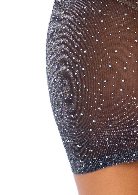 LA86151, Sheer Luxe Rhinestones Tube Dress by Leg Avenue  
 close up bottom view