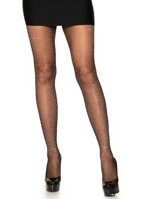 Black Sheer Rhinestones Pantyhose by Leg Avenue LA7957