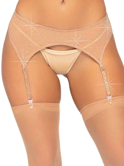 LA8886, Nude Rhinestone Garter Belt by Leg Avenue