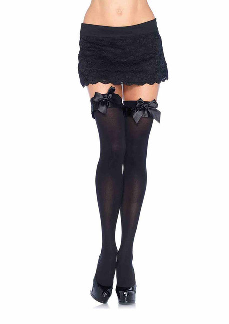 LA-6010, Black Opaque Stockings trim and Bow