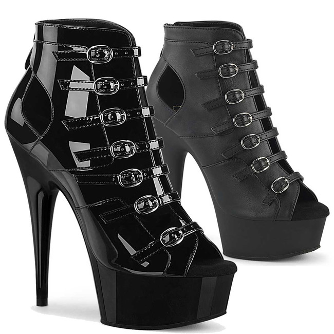 Delight-600-11, 6 Inch Open Front Ankle Boots By Pleaser USA