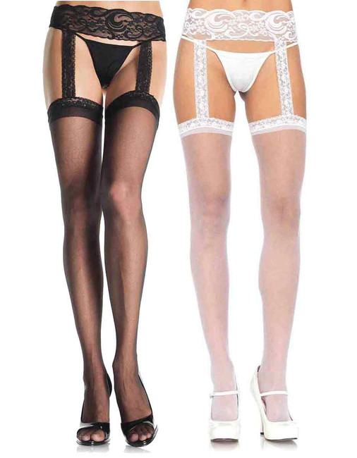 1767, Stockings with Attached Lace Garter belt By Leg Avenue