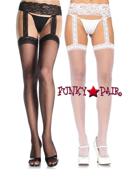 Leg Avenue 1767, Stockings with Attached Lace Garterbelt
