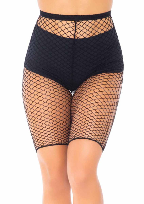 LA8882X, Plus Size Industrial Net Biker Shorts color black by Leg Avenue