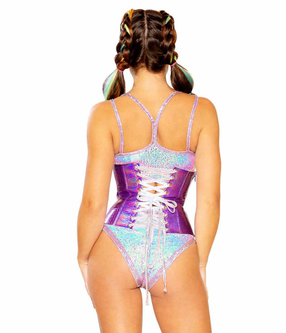 J. Valentine JV-FF395, Holographic Purple Waist Cincher Back View