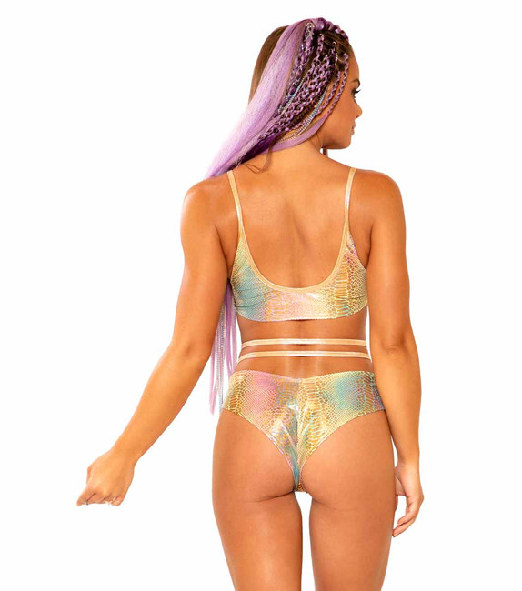J Valentine | JV-FF341, Strings and Rings Shorts back view color Gold Kandi Snake