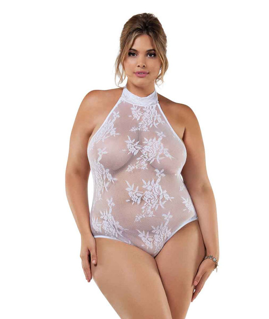 Plus Size Halter Lace Bodysuit BL8023X