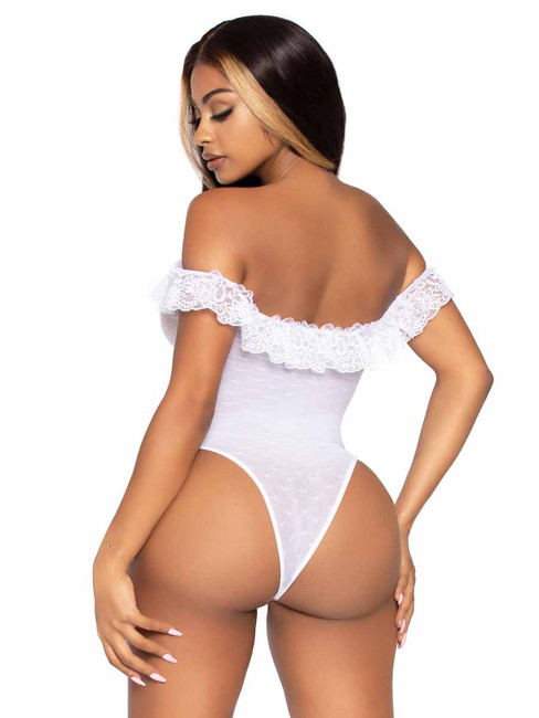 LA89269, Ruffle Off the Shoulder Teddy Back View by Leg Avenue