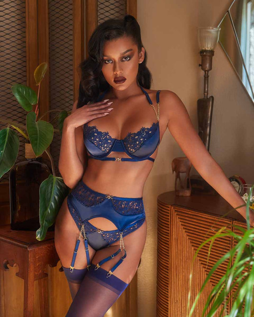 Roma LI409, Embroidery Lace and Satin Bra Set