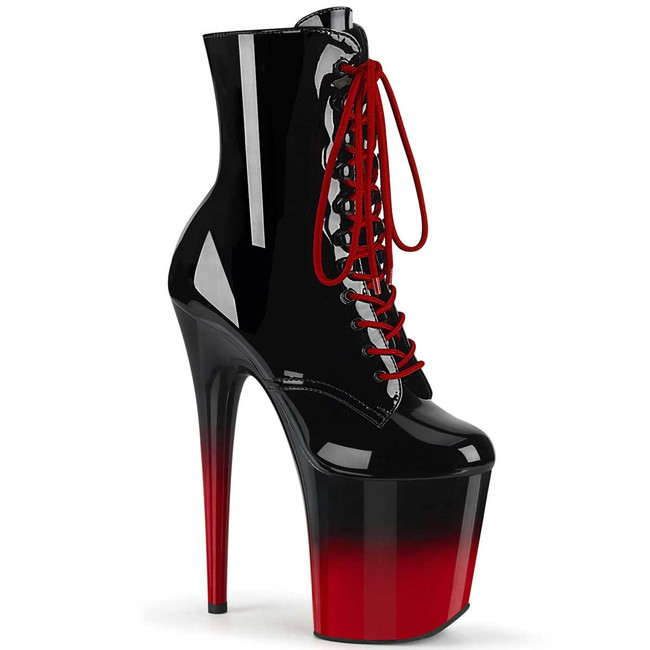 Flamingo-1020BR-H, 8" Two-Tone Platform Ankle Boots by Pleaser USA