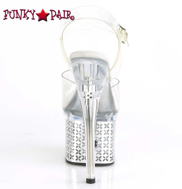 Discolite-708FLP, Back View Lite-up Ankle Strap Sandal with Flower Platform