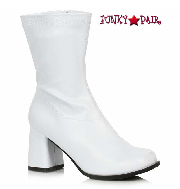 300-Ziggy, White GOGO Ankle Boots By Ellie Shoes