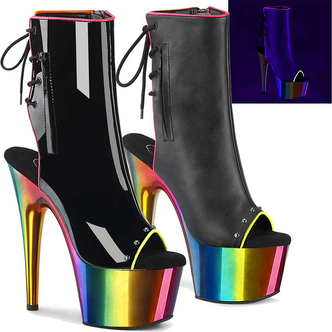 Adore-1018RC-02,  Open Toe/Back Ankle Boot with Mutli-Color Platorm By Pleaser