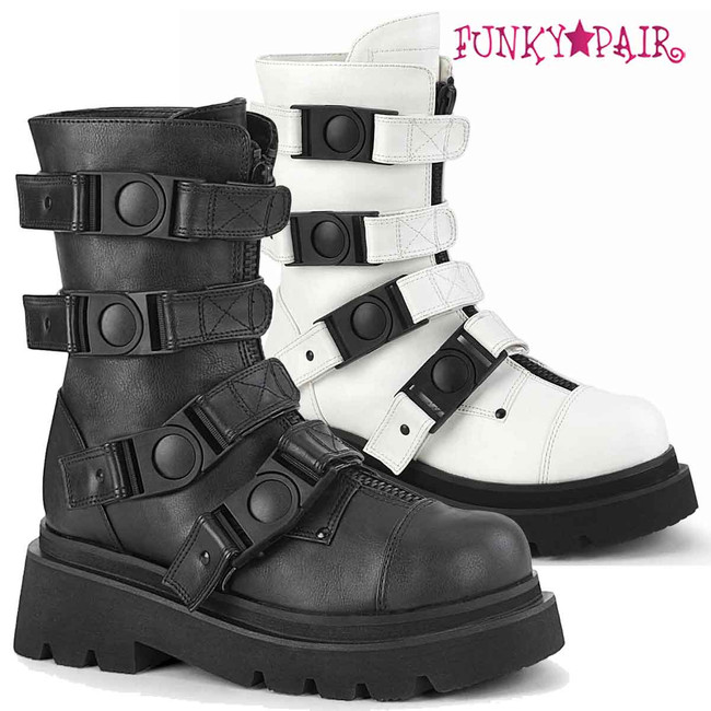 Demonia RENEGADE-55, Tiered Strappy Calf Boots