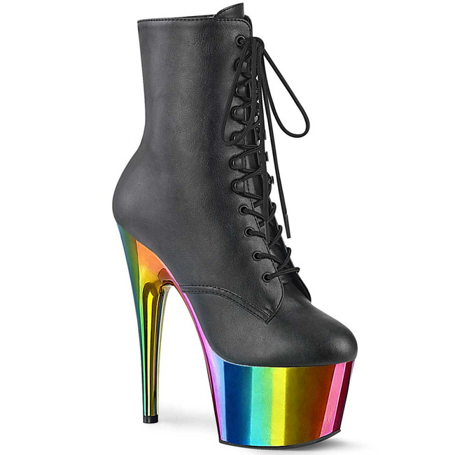 ADORE-1020RC, 7" Rainbow Chrome Platform Boots By Pleaser USA