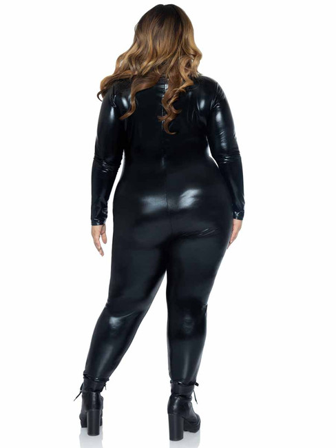 Leg Avenue  Plus Size Wet Look Zipper Catsuit LA-85047X