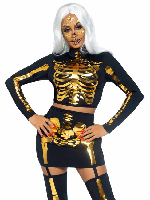 LA87061, Golden Skeleton Set By Leg Avenue