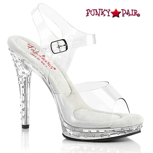 Fabulicious | GLORY-508SDT, 5" Comfort Width Ankle Strap W/Rhinestones Studded