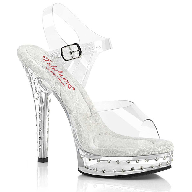 MAJESTY-508SDT, 5" Strap Sandal Rhinestones Studded Platform By Fabulicious