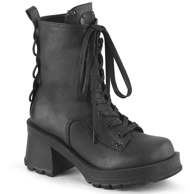 Bratty-50, Chunky Heel Lace-Up Ankle Boot By Demonia