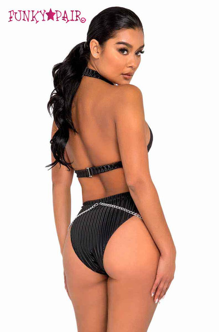 R-6123 - High-Waisted Raver Shorts with Cutout Panel With Top 6122 Back View