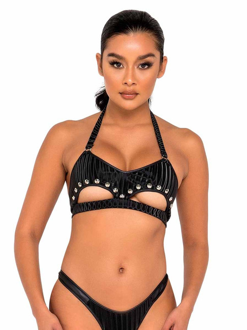 R-6119 - Studded Top with Underboob Cutout By Roma