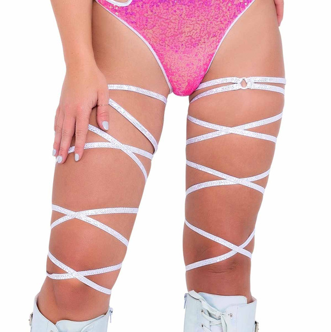 R-6067 - Shimmer White Leg Straps By Roma