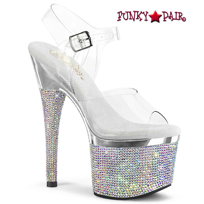 Pleaser ESTEEM-708DM, 7" Rhinestones Encrusted Platform Sandals