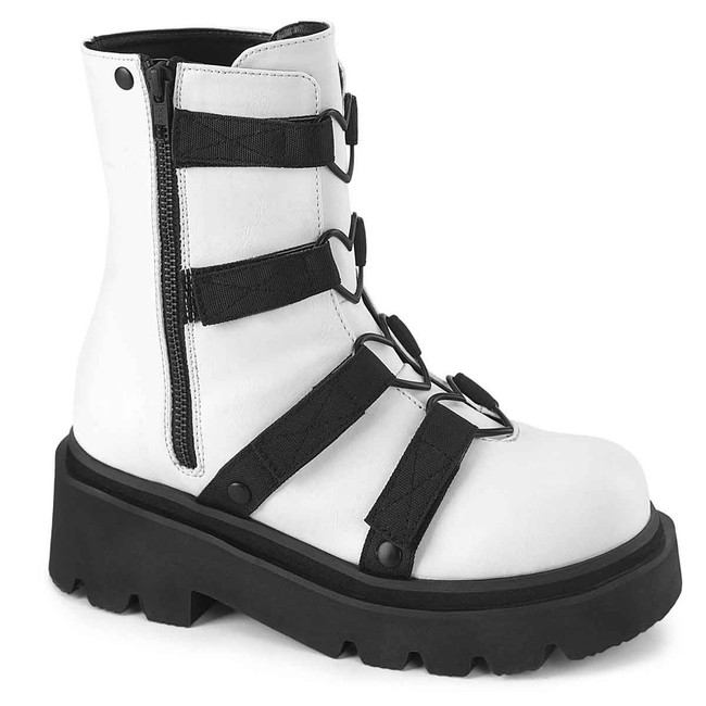 RENEGADE-50, 2.5" Tiered Platform Heart Rings Ankle Boot By Demonia