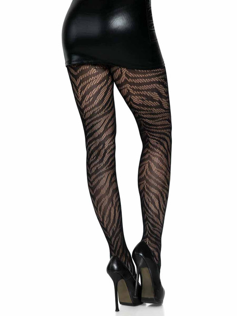 LA-9722, Zebra Net Tights Back View by Leg Avenue