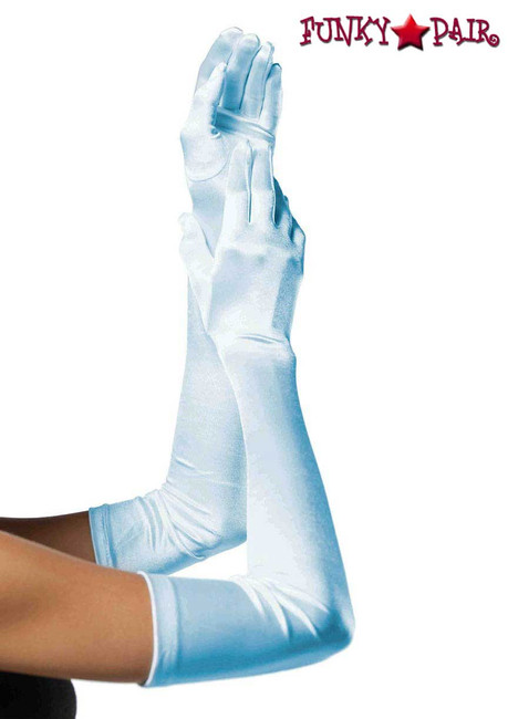Light Blue  Long Satin Gloves Leg Avenue LA-16B