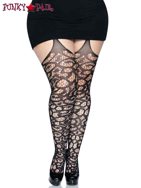 Plus Size Scroll Lace Stockings by Leg Avenue LA-1780X