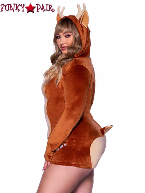 LA87099X, Plus Size Comfy Fawn Romper Back View Leg Avenue 