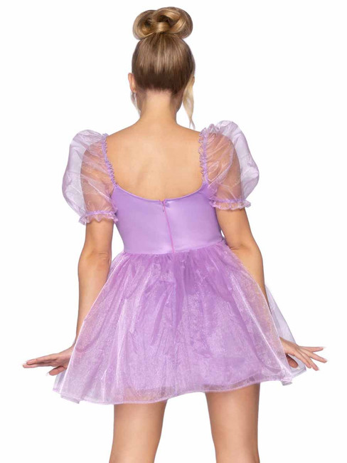 LA87105, Princess Babydoll Lavender Dress By Leg Avenue Back View