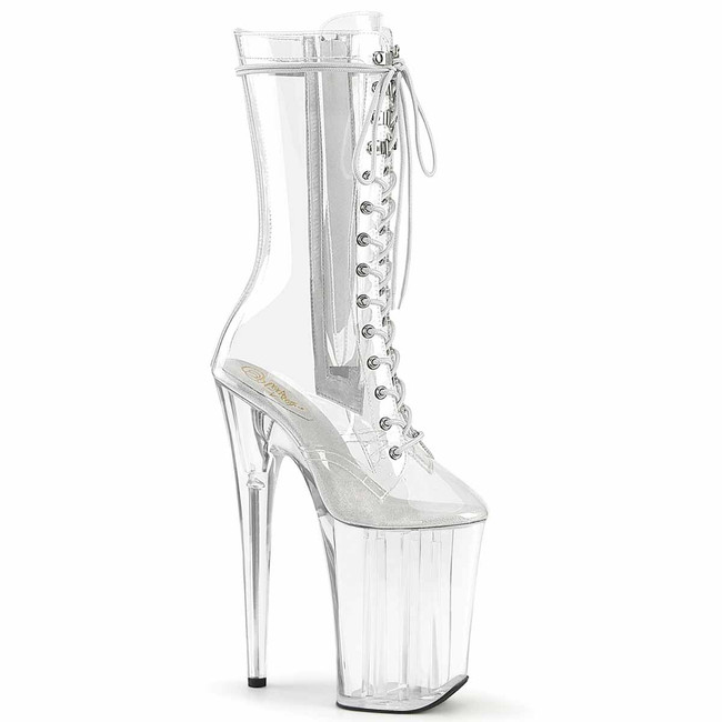 INFINITY-1050C, 9 Inch Clear Mid-Calf  Boots By Pleaser