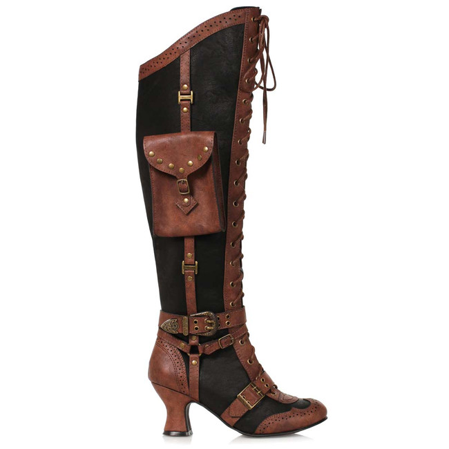 254-Ingrid, Brown Steampunk Boots By Ellie