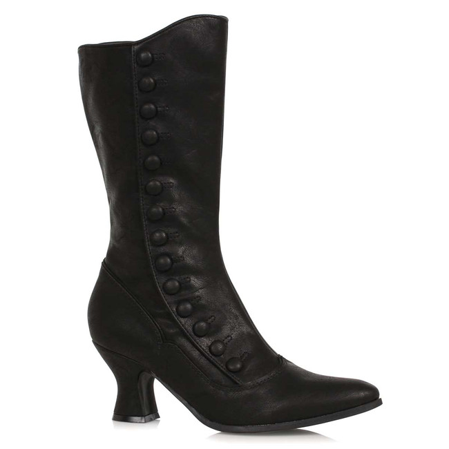 253-Sonya, Black Mid-Calf Victorian Boots