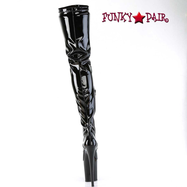 Flamingo-4000, 8 Inch Black Thigh High Boots Back View