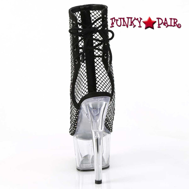 Adore-1018RM, Back View Rhinestones Mesh Fabric Platform Boots