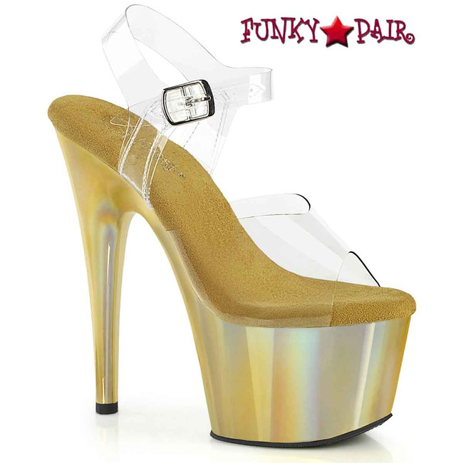 Adore-708LQ, 7" Gold Holographic Platform Sandal